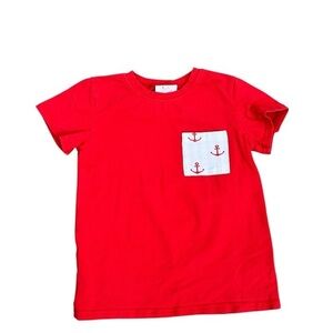 Vibrant Red Kids' T-Shirt with Anchor Pocket